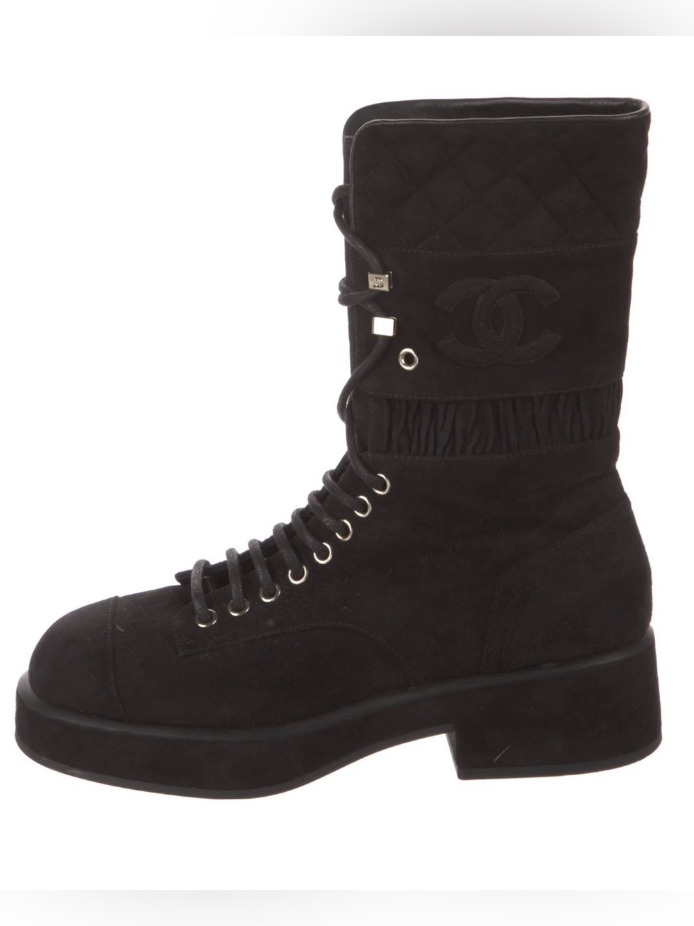 Chanel Suede Combat Boots 39